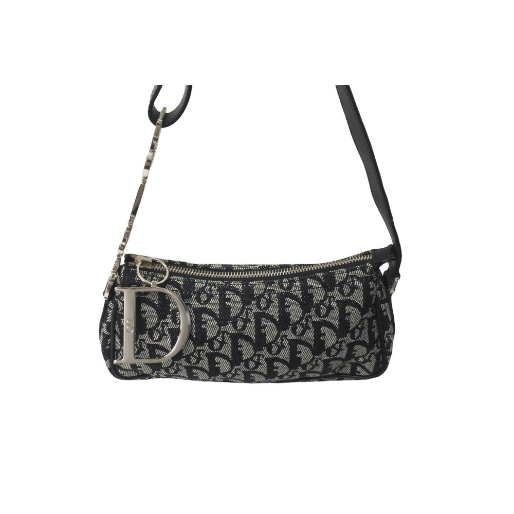 Christian Dior Trotter One Shoulder Hobo Handbag Gray Canvas - Picture 2 of 10